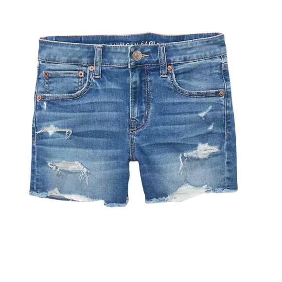 AE Super Stretch MIDI Distressed Denim Shorts - Picture 2 of 4